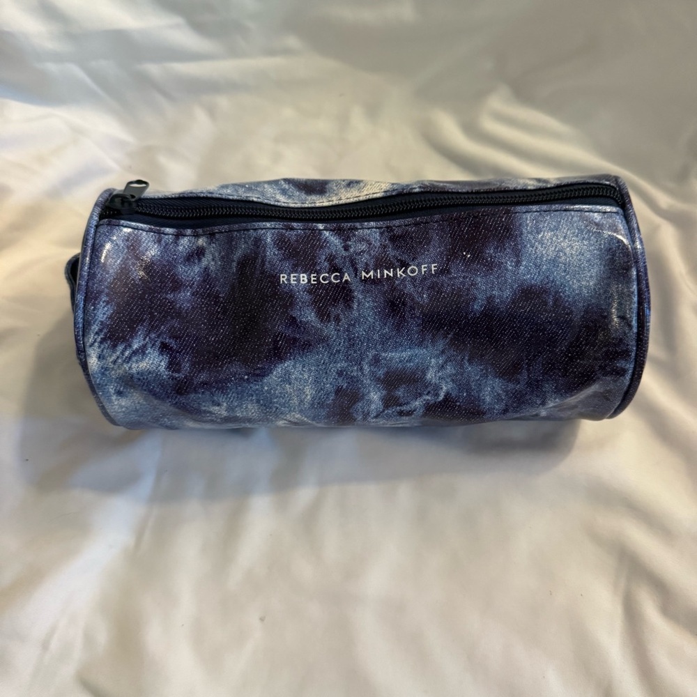 NWOT Rebecca Minkoff Blue Tie Dye Cosmetic Barrel Pouch